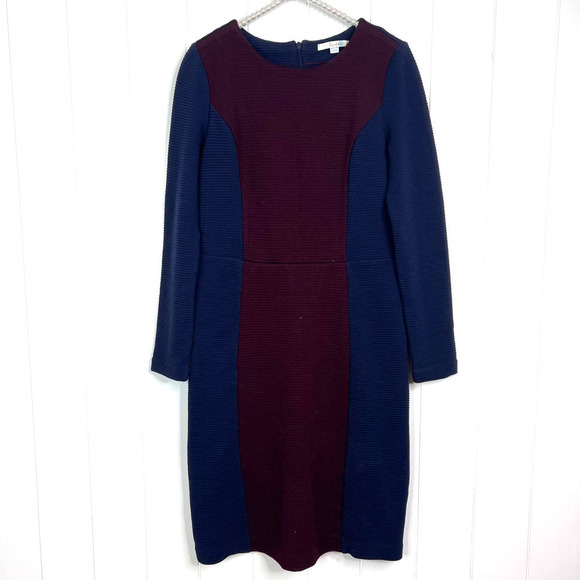 Boden Navy and Burgundy Long Sleeve Sheath Dress SZ 6 - Picture 7 of 7
